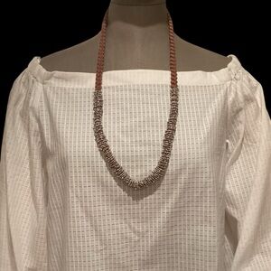 Cassis, Leather Necklace with silver coloured adornment